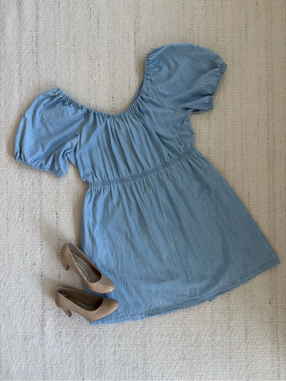 | Old Navy | Puff-Sleeve Tie-Back Chambray Swing Dress Women’s size XL